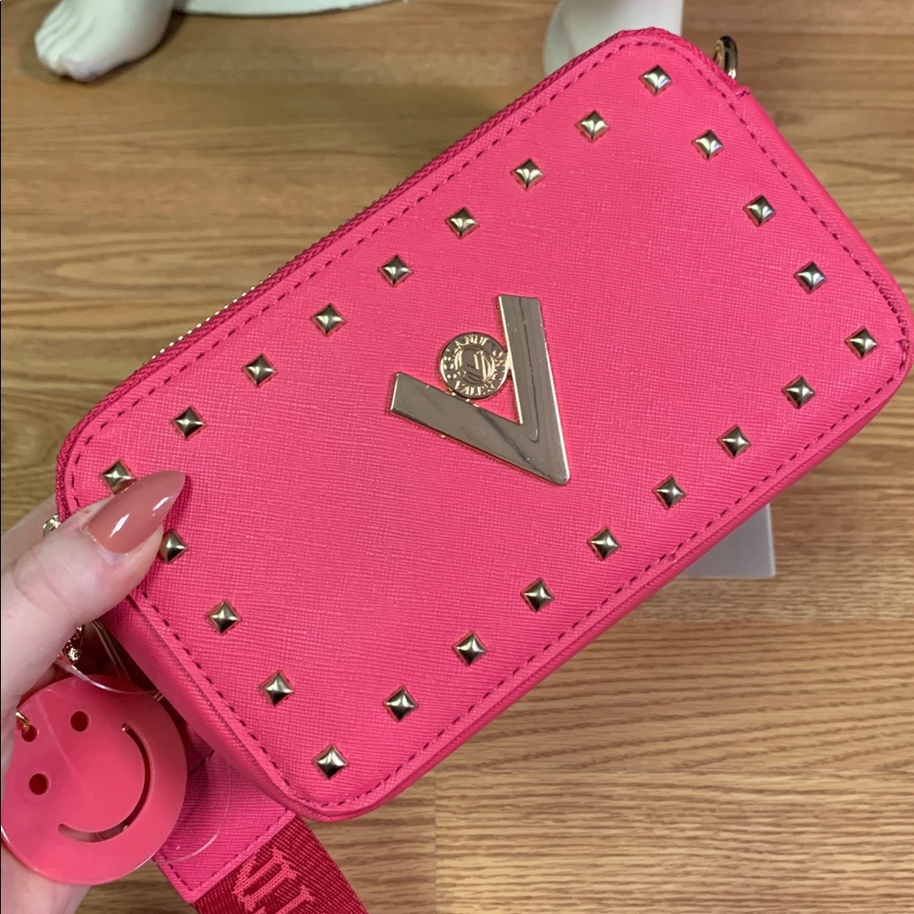 Valentino Orlandi Vibrant Pink Crossbody Bag with Gold Accents new - Picture 3 of 4